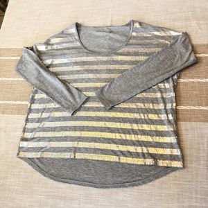 Calvin Klein Striped Sequins Long Sleeve Tee Shirt